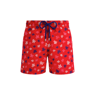 Men Swim Shorts Embroidered Ronde des Tortues - Limited Edition Poppy red 正面图