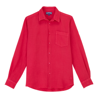 Camicia uomo in lino tinta unita Ribes vista frontale