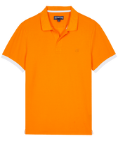 Men Cotton Pique Polo Shirt Solid Zanahoria vista frontal