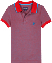 Cotton Pique Boys Polo Shirt Solid Earthenware front view