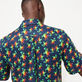 Tortues Rainbow Multicolor Bowling-Hemd aus Leinen und Baumwolle für Herren – Vilebrequin x Kenny Scharf Marineblau Details Ansicht 2