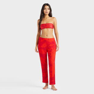 Pantalones de viscosa con estampado Flower Power para mujer Lipstick vista frontal desgastada