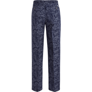 Men Printed Linen Pants Azul marino vista trasera