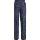 Men Printed Linen Pants Azul marino vista trasera