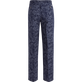 Men Printed Linen Pants Blu marine vista posteriore