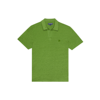 Polo en punto de lino de color liso para hombre Camouplage vista frontal