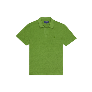 Polo en punto de lino de color liso para hombre Camouplage vista frontal