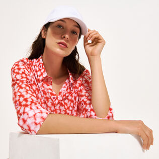 中性 Attrape Coeur 纯棉巴厘纱夏季衬衫 Poppy red 细节视图3