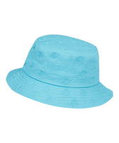 Embroidered Bucket Hat Turtles All Over Aquamarin blau Vorderansicht