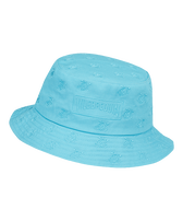 Embroidered Bucket Hat Turtles All Over Azzurro vista frontale