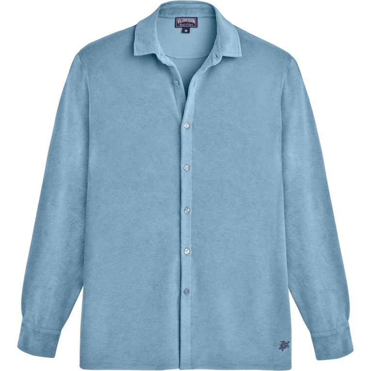 Men Terry Lightweight Shirt Solid - Chill - Blau