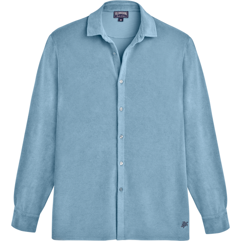 Men Terry Lightweight Shirt Solid - Camicia - Chill - Blu