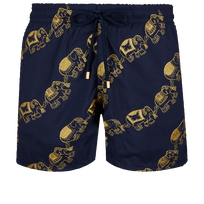 Men Swim Trunks Embroidered Elephant Dance - Limited Edition Navy front view