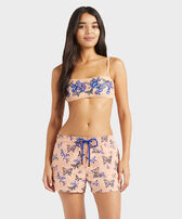Women Swim Shorts Embroidered Disco Butterflly Blush front worn view