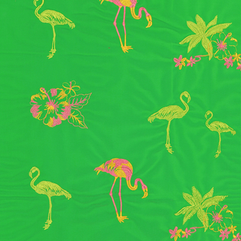 Men Swim Trunks Embroidered 2012 Flamants Rose - Limited Edition, Grass green print