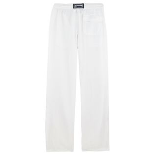 Men Linen Pants Solid White back view