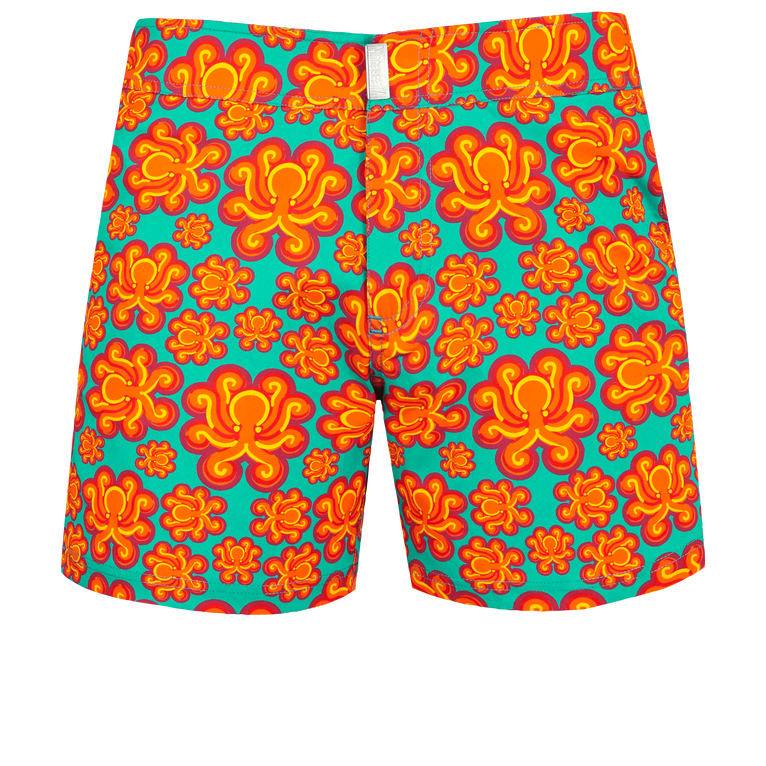 Men Stretch Short Swim Shorts Flat Belt Poulpes Neon - Merise - Green - Size M - Vilebrequin