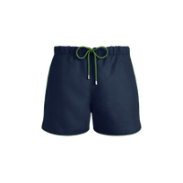 Men Linen Swim Trunks Solid Navy front view
