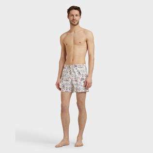 Bañador corto elástico con estampado Family Beach- Vilebrequin x St Regis para hombre Sugar switzle vista frontal desgastada