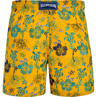 Men Swim Shorts Embroidered Tropical Turtles - Limited Edition Corn 后视图