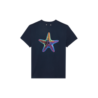 Men Organic Cotton T-shirt Disco Stars Navy back view