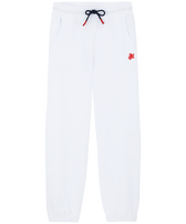 Pantaloni jogger bambino in cotone tinta unita Bianco vista frontale