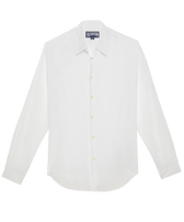 Camisa ligera unisex en gasa de algodón de color liso Blanco vista frontal