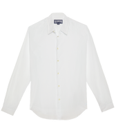 Camicia unisex leggera in voile di cotone tinta unita Bianco vista frontale