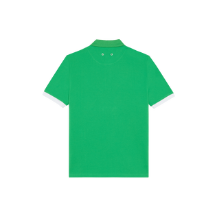 Men Cotton Pique Polo Shirt Solid Laser 后视图
