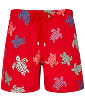 Men Swim Trunks Embroidered Tortue Multicolore - Limited Edition Moulin rouge front view