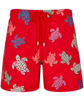 Men Swim Shorts Embroidered Tortue Multicolore - Limited Edition Moulin rouge vista frontale