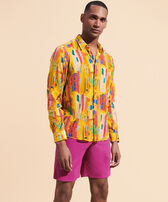 Unisex Cotton Voile Lightweight Shirt Sunny Streets Sun front worn view