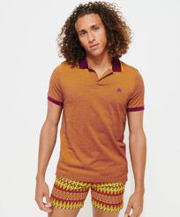Polo en piqué de algodón de color liso y cambiante para hombre Kerala vista frontal desgastada