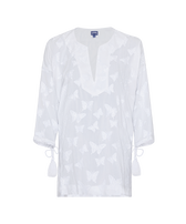 Camicia donna in viscosa Disco Butterflies Bianco vista frontale