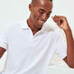 Men Organic Cotton Pique Polo Shirt Solid White details view 2