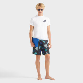 T-shirt uomo ricamata in cotone biologico Turtle Bianco dettagli vista 1