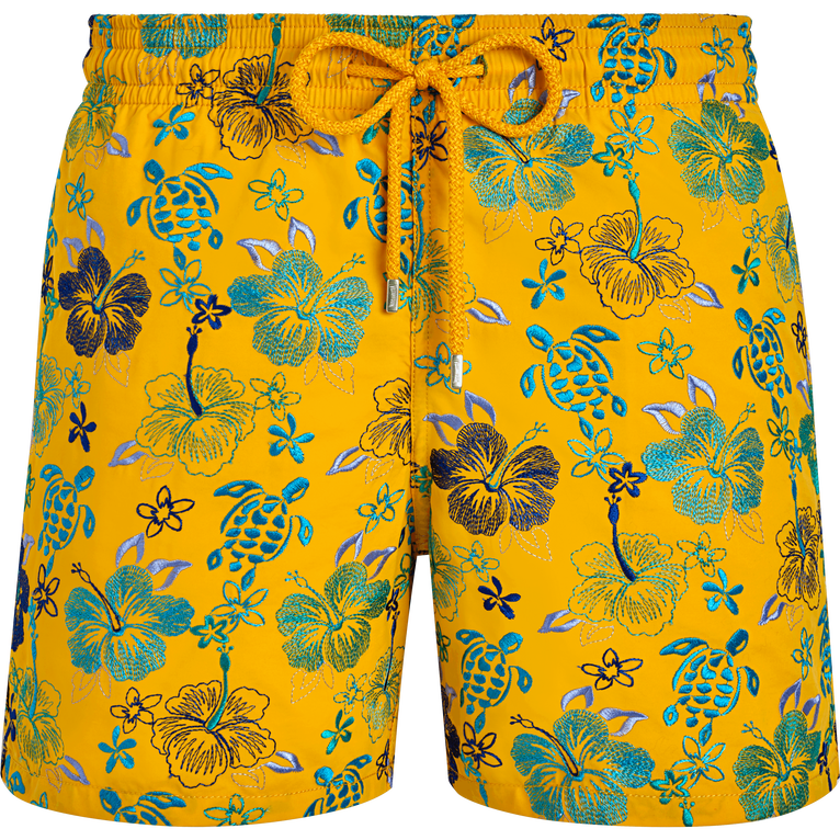 Vilebrequin Tropical Turtles Mistral Swim Shorts In Yellow