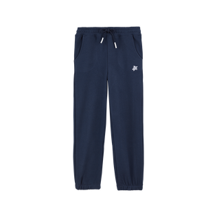 Boys Organic Cotton Jogger Pants Solid Navy front view