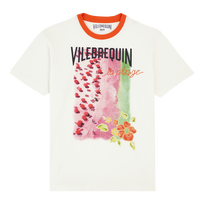 T-shirt uomo in cotone Vilebrequin La Plage from the Sky Off white vista frontale