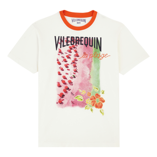 Vilebrequin La Plage from the Sky T-Shirt aus Baumwolle für Herren Off white Vorderansicht