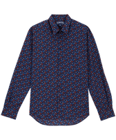 Leichtes Micro Ronde des Tortues Rainbow Unisex-Hemd aus Baumwollvoile Marineblau Vorderansicht