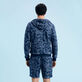 Sudadera con capucha y cremallera con estampado Poulpes Bicolores para hombre Azul marino vista trasera desgastada
