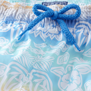 Ultraleichte und verstaubare Tahiti Turtles Badeshorts für Jungen Weiss Details Ansicht 1