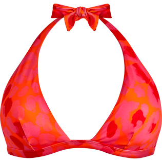 Women Halter Bikini Top New Leopard Apricot front view