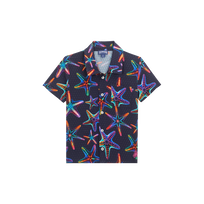 男童 Disco Stars 粘胶纤维保龄球衫 Navy 正面图