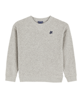 Sudadera de algodón con cuello redondo de color liso para niños Gris jaspeado vista frontal