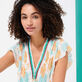 Vestido corto con estampado Iridescent Flowers of Joy para mujer - Vilebrequin x Poupette St Barth Terracotta detalles vista 1