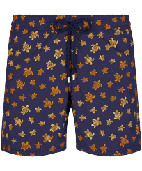 Maillot de bain homme brodé Micro Ronde des Tortues - Édition Limitée Bleu marine vue de face