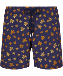 Men Embroidered Swim Shorts Micro Ronde Des Tortues - Limited Edition Navy front view
