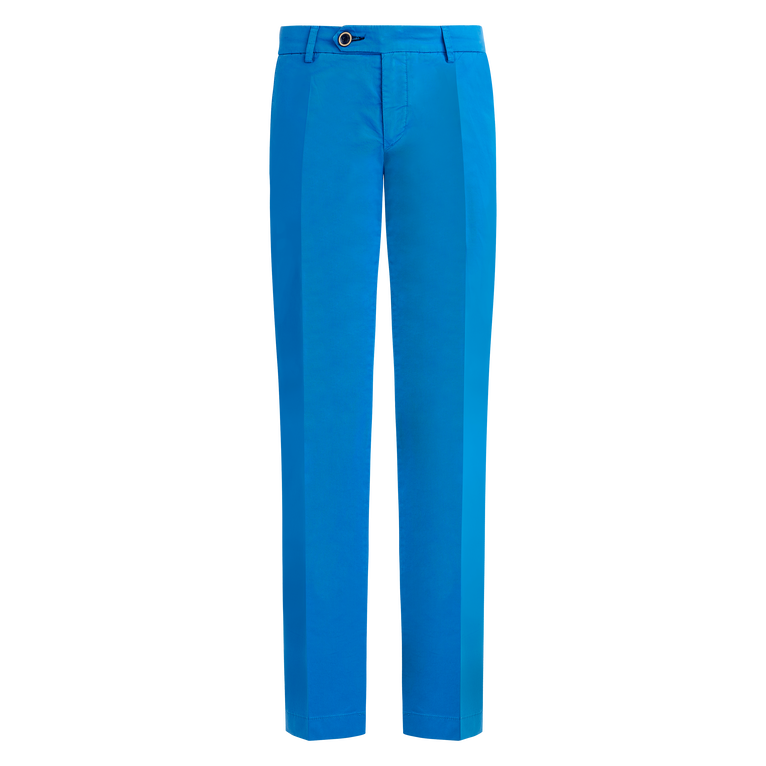 Pantalón Chino En Gabardina De Algodón De Color Liso Para Hombre - Pantalones - Taillat - Azul